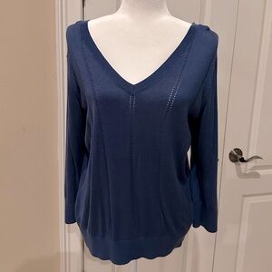 Banana Republic Navy Lightweight V-neck sweater with ribs, EUC, Size XL